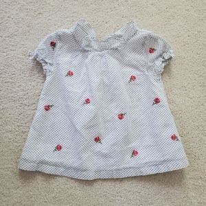 Janie and Jack Baby Girls' Polka Dot Blouse with Embroidered Flowers sz6-12m